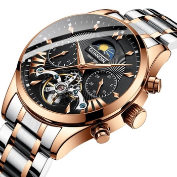 Мужские классические часы наручные Guanquin Prestige Gold (14869)