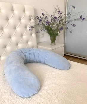 Подушка для беременных и кормления Comfort, шарики пенополистирола, голубая