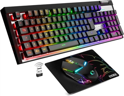 Бездротова ігрова клавіатура EMPIRE GAMING RF358 + мишка та килимок (французька розкладка)