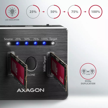 Док-станція Axagon Clone Master для M.2 2 x NVMe SSD USB Type-C 3.2 Black (ADSA-M2C)