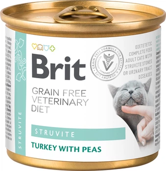 Вологий беззерновий корм Brit Veterinary Diet Struvite для котів при захворюваннях сечовивідних шляхів, індичка і горох 200 г (8595602549863)
