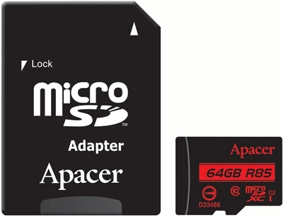 Карта пам'яті microSDXC (UHS-1) Apacer 64Gb class 10 R85MB/s (adapter SD)