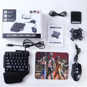 Комплект игровой Bluetooth WOW Mobile game 5в1 для телефона Android IOS Windows PC с подсветкой