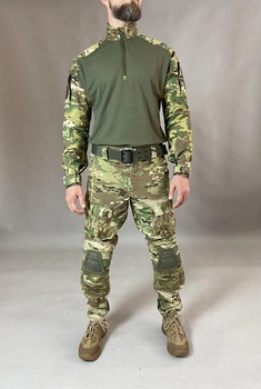 Військова форма Tactic CORD, тактичний костюм (убакс з налокітниками + штани з наколінниками), мультикам 46