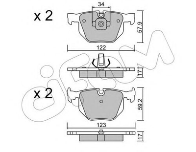 Тормозные колодки зад. BMW 3(E46)/7(E38)/X5(E53) 94-11 (ATE) (122x58,2x17,3) Cifam (8225610)