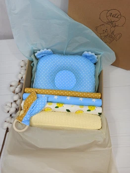 Набор пеленок для новорожденных с пледом a.l.babybox Патриотический Голубой Желтый