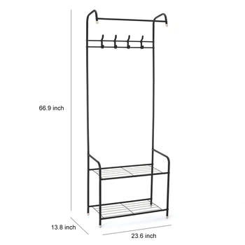 Вешалка для одежды Hat Stand напольная 3в1 Черный (16343BHTDD05230) TIN66