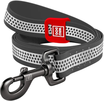 Поводок для собак водостойкий Collar WAUDOG Waterproof, светоотражающий, M, Ш 20 мм, Дл 305 cм Серый (260111Collar)