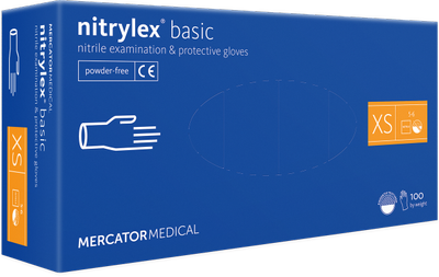 Одноразові рукавички нітрилові Nitrylex® PF PROTECT / basic XS (5-6)