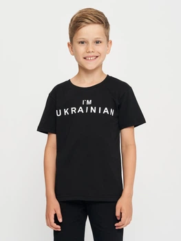 Дитяча патріотична футболка для хлопчика Smile Time I am Ukrainian ULL36-68-1-1 110 см Чорна (_S2000000120720)