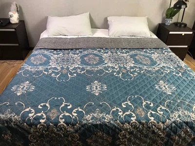 Покрывало роспись серебром Падишах CottonTwill 140х220 см Светло-серый 000241038