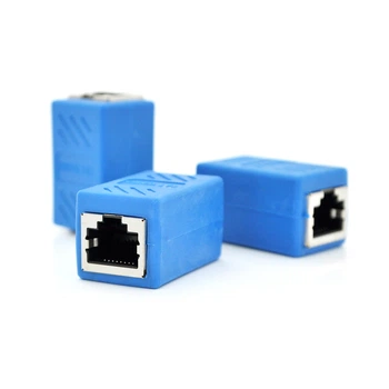 Соединитель RJ45 8P8C мама / мама RJ45 для соединения кабеля, экранированный, голубой