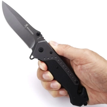 Нож складной туристический для рыбалки и охоты Browning нож с стропорезом и стеклобоем DA166 Черный