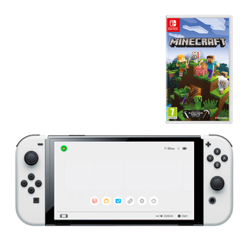 Набор Консоль Nintendo Switch OLED Model HEG-001 64GB (045496453435) White + Игра Minecraft Русская Озвучка