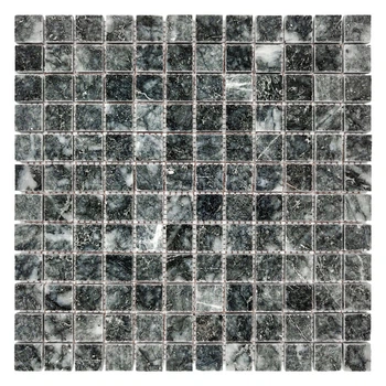 Тёмно-серая мозаика из мрамора полированная МКР-2П (23x23)