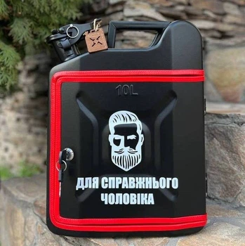 Канистра бар10л, Для настоящего мужчины, чёрная с красным кантом с LED подсветкой, Без алкоголя, AUTO COMFORT