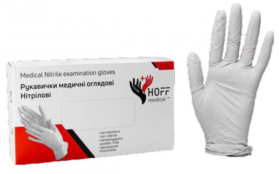 Рукавички латексні припудрені Hoff Medical M 50 пар Білі (op_omp010003_M)