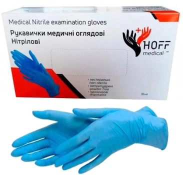 Рукавички нітрилові Hoff Medical XL 500 пар Блакитні (op_omp010005_XL_10)