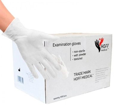 Перчатки латексные Hoff Medical припудренные L 1000 шт Белые (op_omp010003_L_10)