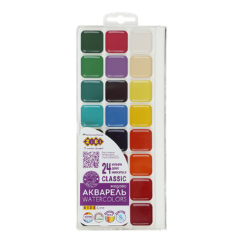 Фарба акварельна 24кольори ZB.6587 CLASSIC пластиковий корпус, без пензлика KIDS Line ZiBi (12)