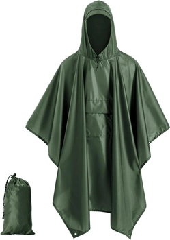 Водонепроницаемый дождевик (пончо) с капюшоном и карманом E-Tac CS-YY02 Green