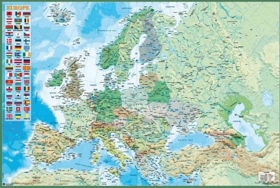 Плакат Political and physical map of Europe (Постер) (8435107800543)