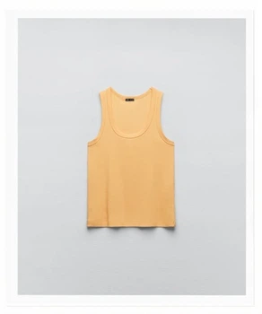 Нежно - оранжевая майка в рубчике от зара zara - s