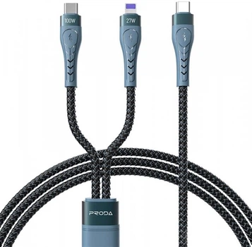 Кабель 2в1 Type-C-Lightning Proda PD-B73th 5А 1.3m Black (PD-B73th-BK)