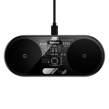 Бездротова зарядка для телефону швидка Baseus Digital LED Display 2in1 | 20W, LED-дисплей |