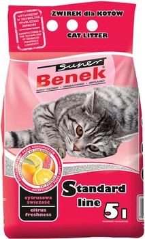 Бентонітовий наповнювач Super Benek для котячого туалету з ароматом цитрусової свіжості 5 л (5905397018599)