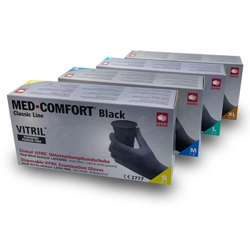 Перчатки нитрил-винил неопудренные Med-Komfort Vitril черные M 50 пар