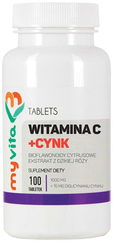 Myvita Witamina C + Cynk Chelat 100 tabletek Odporność (5903021592323)