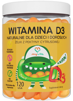 Натуральні жувальні цукерки Myvita із вітаміном D3 120 шт. (5903021592675)