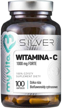 Добавка харчова Myvita Silver Вітамін C 100% 100 капсул для імунітету (5903021590329)