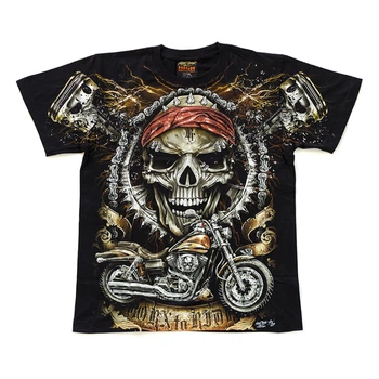 Футболка Rock Chang Череп з мотоциклом (Born to Ride) світиться у темряві Чорний (00000002375), Розмір M