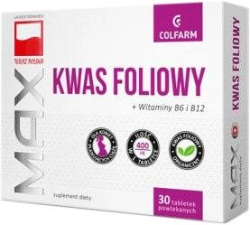 Colfarm Kwas Foliowy B6 B12 30 tabletek Ciąża (5901130350698)