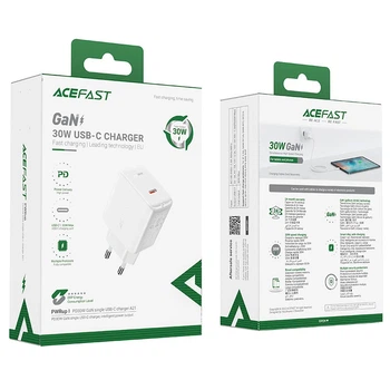 Адаптер мережевий ACEFAST GaN A21 |1Type-C, 30W/3A, PD/QC| White