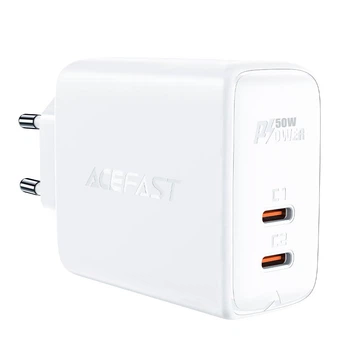 Адаптер мережевий ACEFAST GaN A29 |2Type-C, 50W/3A, PD/QC| Колір White