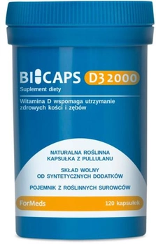 Харчова добавка Formeds Bicaps Вітамін D3 2000 120 капсул для імунітету (5903148621043)