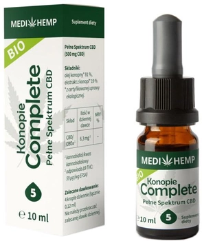 Харчова добавка Medihemp Bio Конопляна олія Complete Co2 5% 10 мл (9120069382969)