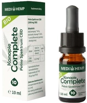 Харчова добавка Medihemp Bio Конопляна олія Complete Co2 10% 10 мл (9120069382983)