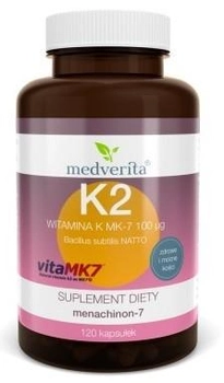 Добавка харчова Medverita Вітамін K2 МК7 100 мкг 120 капсул (5905669084109)