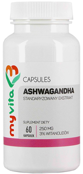 Myvita Ashwagandha Standa.3% 250mg 60 kapsułek (5906395684571)