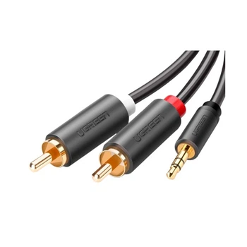 Аудиокабель AUX 3.5мм TRS-RCAx2 M/M UGREEN AV102, длина 1.5 м, модель 10511, черный цвет