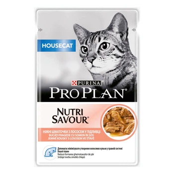 Упаковка влажного корма для кошек и котов Purina Pro Plan Housecat Nutrisavour с лососем 26 шт. по 85 г