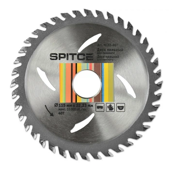 Диск пильный для ламината 115/22.2 40T Spitce 22-907