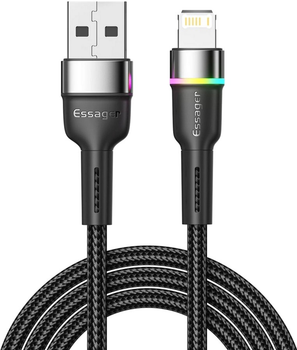 Кабель Essager Colorful LED USB-A to Lightning 2.4A USB Cable Fast Charging 2 м Black (EXCL-XCDA01)