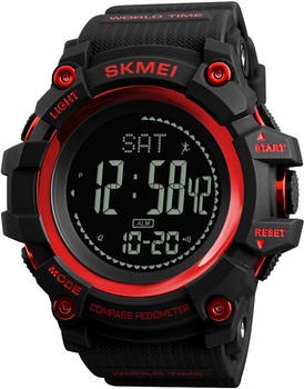 Мужские часы Skmei 1356RD Black-Red + Compass