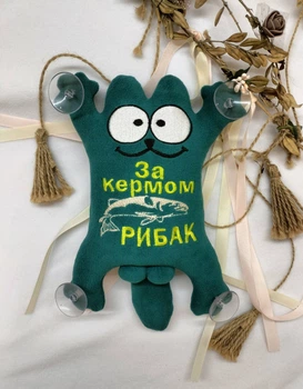 М'яка іграшка Кіт Саймона на присосках "За кермом рибак" 25см смарагдовий Kuzka