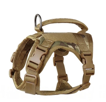 Шлея для котов и мелких собак Harness, тактический жилет с ручкой (35-48 см), Камуфляж (093-CAMO)